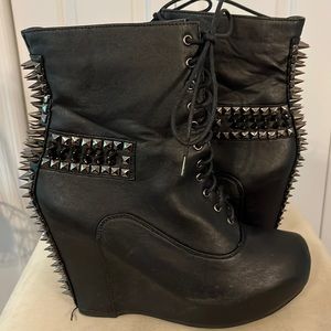 Studded Black Platform Boots